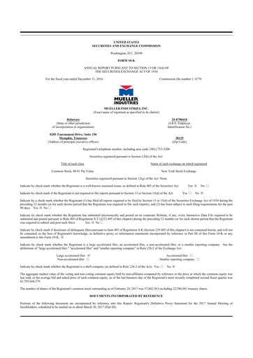 Thumbnail Mueller Industries
 10-K Annual Report 2016