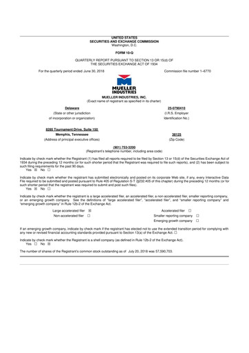 Thumbnail Mueller Industries
 10-Q Quarterly Report FY2018 