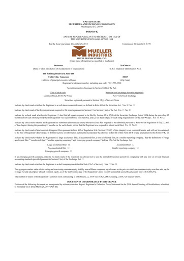 Thumbnail Mueller Industries
 10-K Annual Report 2018