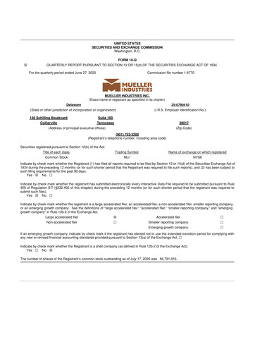 Thumbnail Mueller Industries
 10-Q Quarterly Report FY2020 