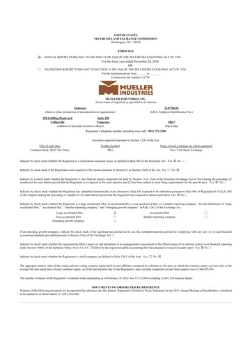 Thumbnail Mueller Industries
 10-K Annual Report 2020