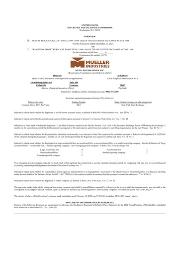 Thumbnail Mueller Industries
 10-K Annual Report 2021