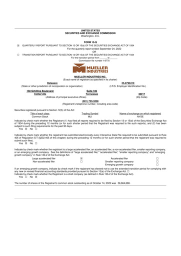 Thumbnail Mueller Industries
 10-Q Quarterly Report FY2022 