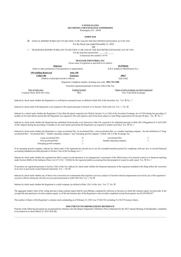 Thumbnail Mueller Industries
 10-K Annual Report 2022