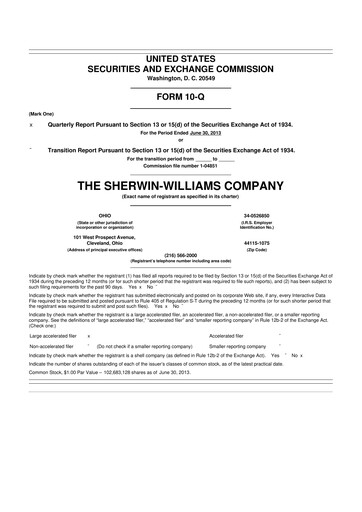 Thumbnail Sherwin-Williams 10-Q Quarterly Report FY2013 