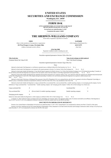 Thumbnail Sherwin-Williams 10-K Annual Report 2017