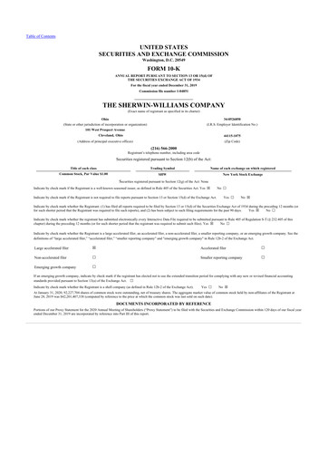 Thumbnail Sherwin-Williams 10-K Annual Report 2019