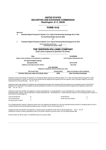 Thumbnail Sherwin-Williams 10-Q Quarterly Report FY2020 