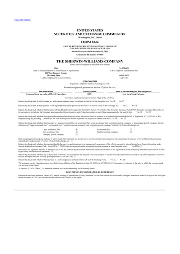 Thumbnail Sherwin-Williams 10-K Annual Report 2022