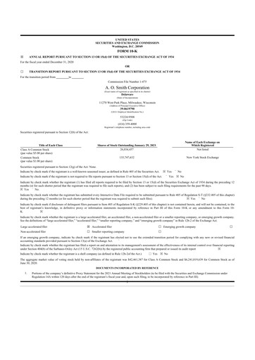 Thumbnail A. O. Smith 10-K Annual Report 2020