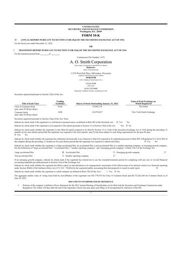 Thumbnail A. O. Smith 10-K Annual Report 2022