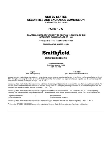 Thumbnail Smithfield Foods 10-Q Quarterly Report FY 