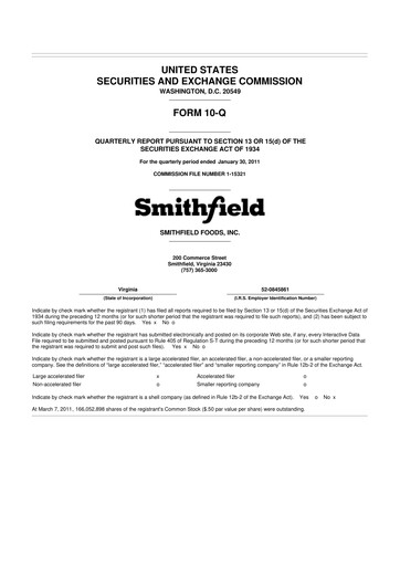 Thumbnail Smithfield Foods 10-Q Quarterly Report FY2011 