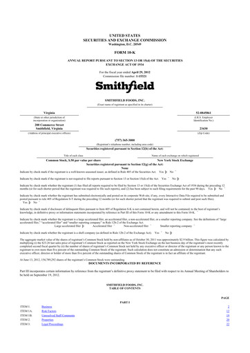 Thumbnail Smithfield Foods 10-K Annual Report 2012