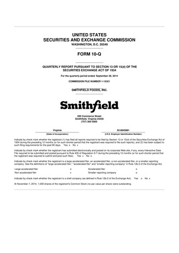 Thumbnail Smithfield Foods 10-Q Quarterly Report FY2014 