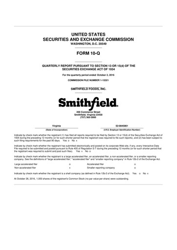 Thumbnail Smithfield Foods 10-Q Quarterly Report FY2016 