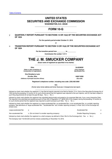 Thumbnail J.M. Smucker Company 10-Q Quarterly Report FY2017 