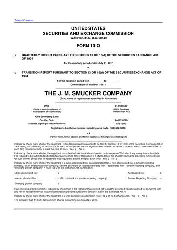 Thumbnail J.M. Smucker Company 10-Q Quarterly Report FY2018 