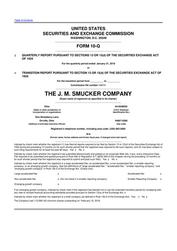 Thumbnail J.M. Smucker Company 10-Q Quarterly Report FY2018 