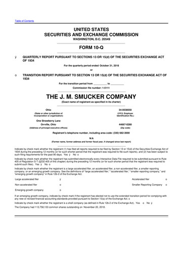 Thumbnail J.M. Smucker Company 10-Q Quarterly Report FY2019 