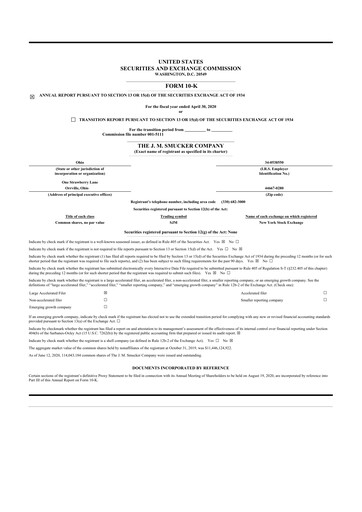 Thumbnail J.M. Smucker Company 10-K Annual Report 2020