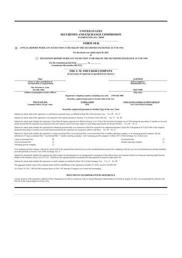 Thumbnail J.M. Smucker Company 10-K Annual Report 2021