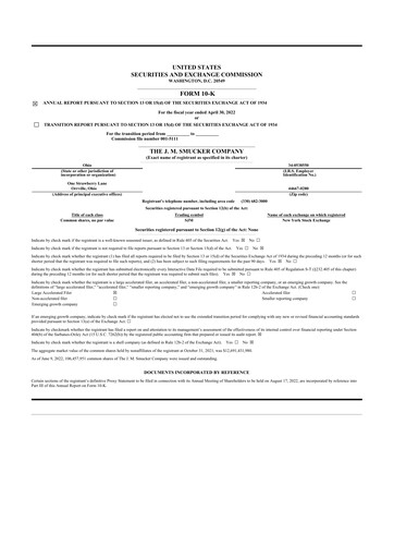 Thumbnail J.M. Smucker Company 10-K Annual Report 2022