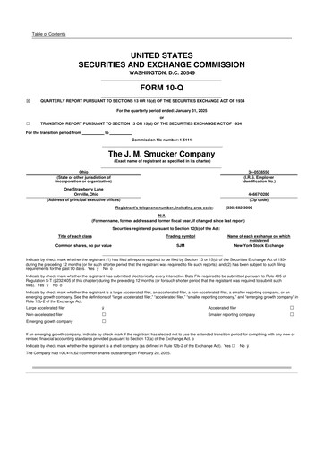 Thumbnail J.M. Smucker Company 10-Q Quarterly Report FY2025 