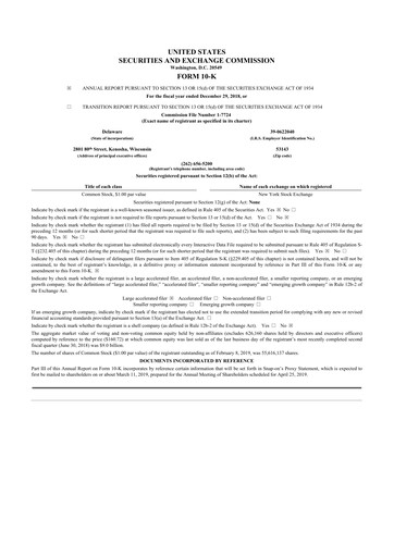 Thumbnail Snap-on 10-K Annual Report 2018