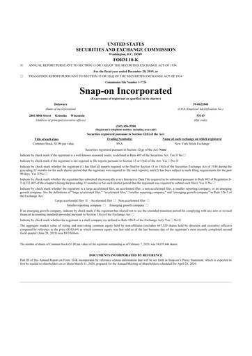 Thumbnail Snap-on 10-K Annual Report 2019