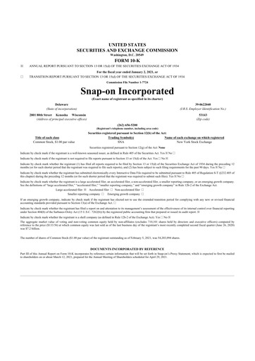 Thumbnail Snap-on 10-K Annual Report 2020