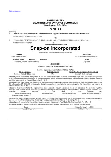 Thumbnail Snap-on 10-Q Quarterly Report FY2023 