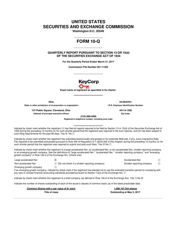 Thumbnail KeyCorp (KeyBank) 10-Q Quarterly Report FY2017 