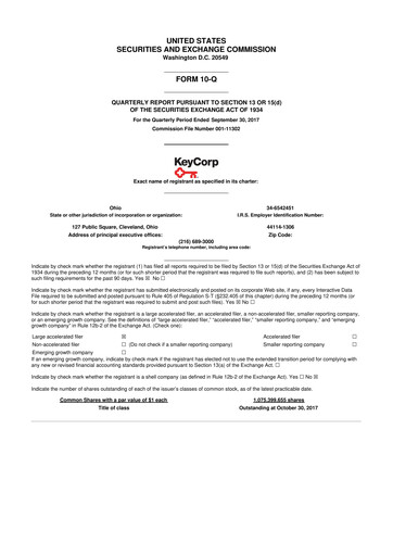 Thumbnail KeyCorp (KeyBank) 10-Q Quarterly Report FY2017 