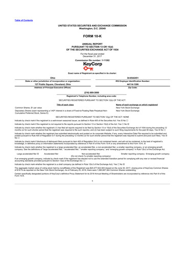 Thumbnail KeyCorp (KeyBank) 10-K Annual Report 2017