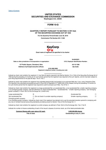 Thumbnail KeyCorp (KeyBank) 10-Q Quarterly Report FY2018 