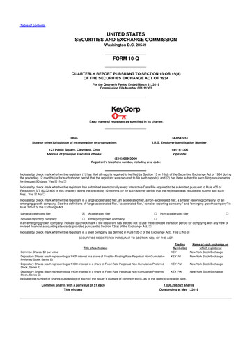 Thumbnail KeyCorp (KeyBank) 10-Q Quarterly Report FY2019 