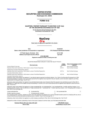 Thumbnail KeyCorp (KeyBank) 10-Q Quarterly Report FY2019 