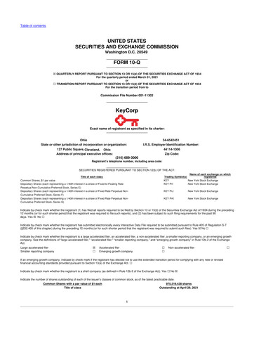 Thumbnail KeyCorp (KeyBank) 10-Q Quarterly Report FY 