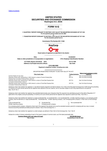 Thumbnail KeyCorp (KeyBank) 10-Q Quarterly Report FY2022 