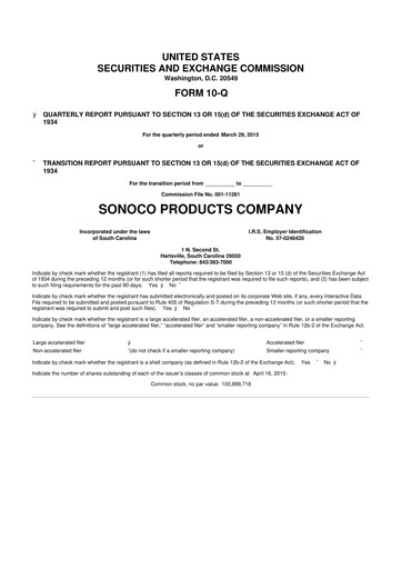 Thumbnail Sonoco 10-Q Quarterly Report FY2015 
