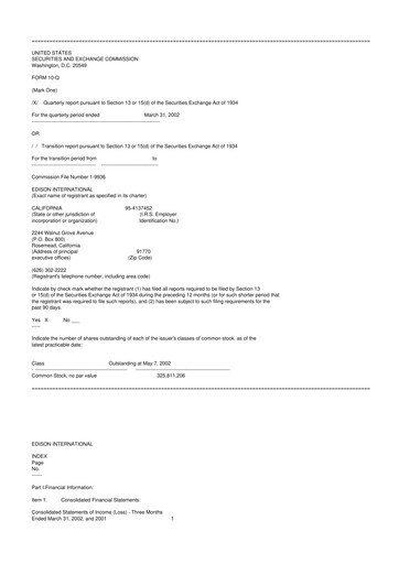 Thumbnail Edison International
 10-Q Quarterly Report FY 