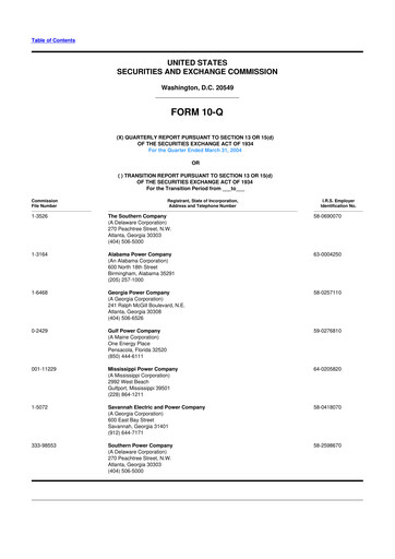 Thumbnail Southern Company 10-Q Quarterly Report FY 