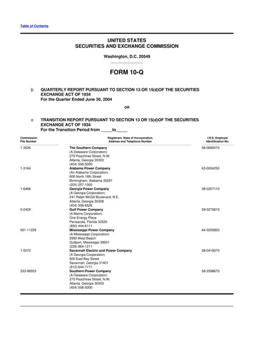 Thumbnail Southern Company 10-Q Quarterly Report FY 