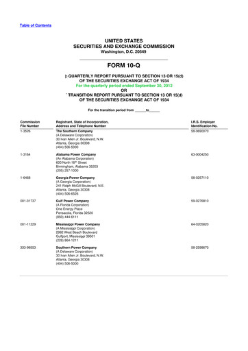 Thumbnail Southern Company 10-Q Quarterly Report FY2012 