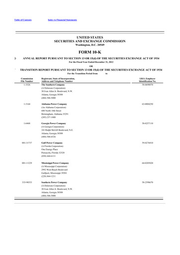Thumbnail Southern Company 10-K Annual Report 2012