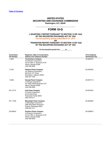 Thumbnail Southern Company 10-Q Quarterly Report FY2013 