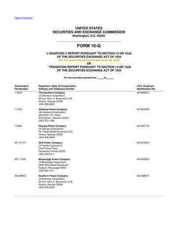 Thumbnail Southern Company 10-Q Quarterly Report FY2015 