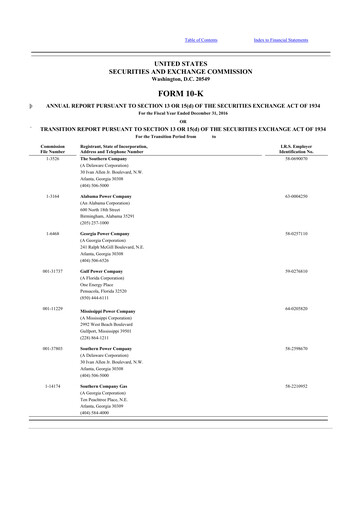 Thumbnail Southern Company 10-K Annual Report 2016