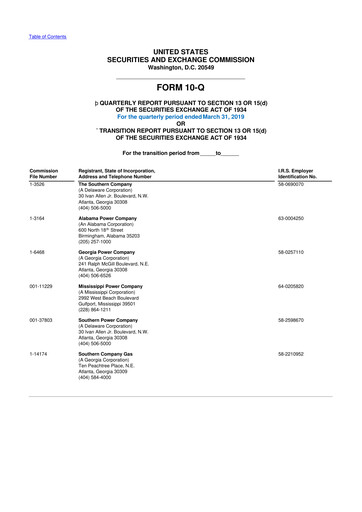 Thumbnail Southern Company 10-Q Quarterly Report FY2019 